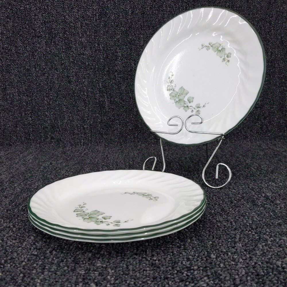 Corelle Lunch Plates Callaway Green English Ivy 7.25" Swirl Rim Set of 4 Vintage